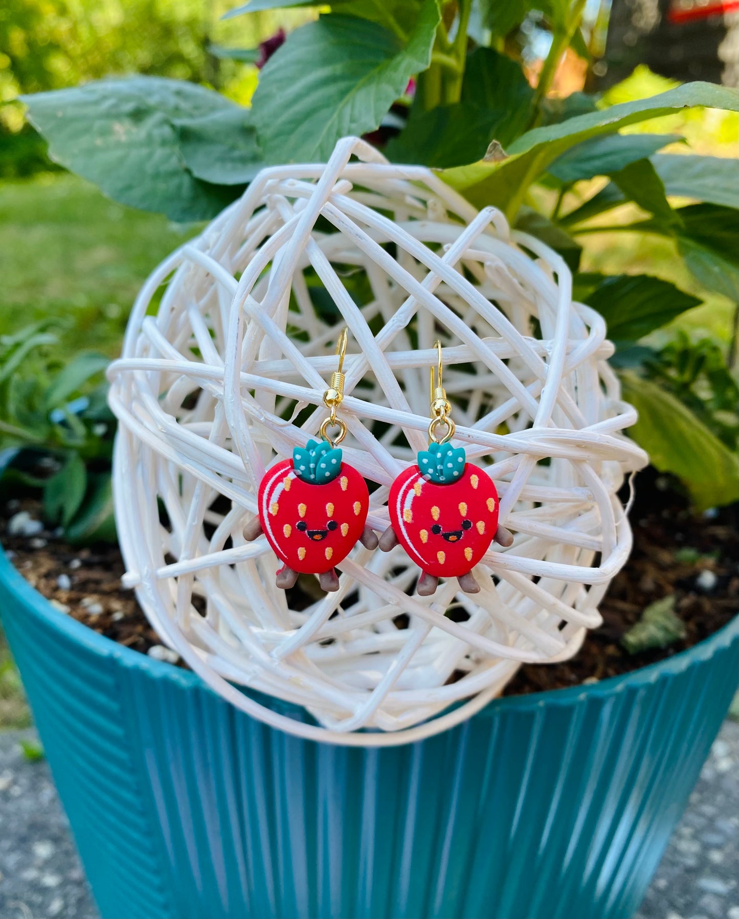 Gold Strawberry Earrings