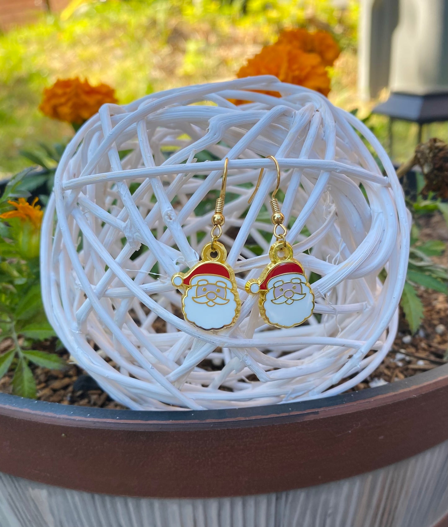 Gold Santa Earrings