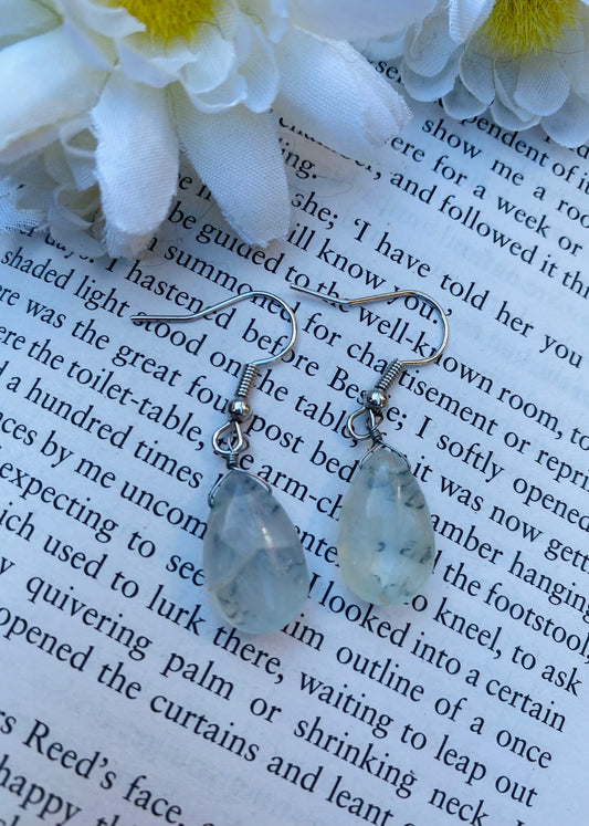 Silver Clear Blue Tint Stone Earrings