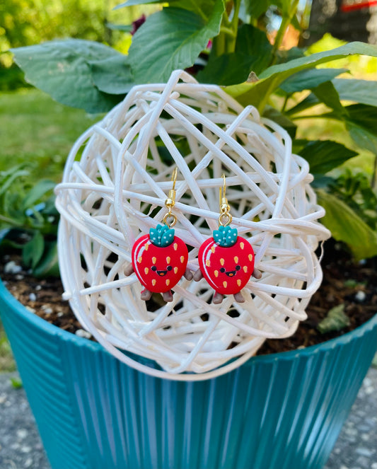 Gold Strawberry Earrings