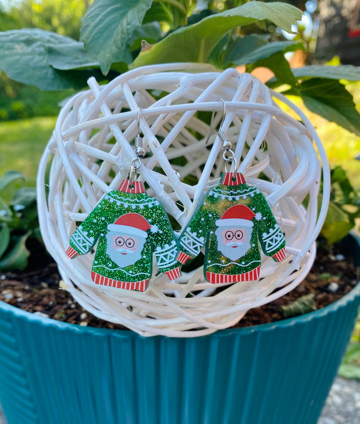 Silver Ugly Christmas Sweater Earrings