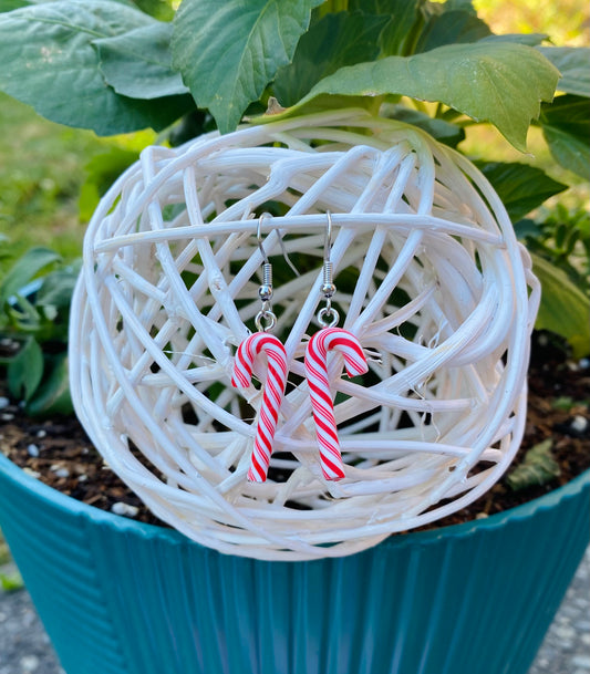 Silver Candy Cane Earrings