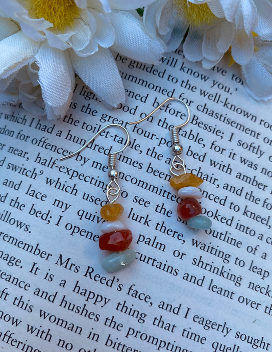 Silver Stacked Stone Earrings