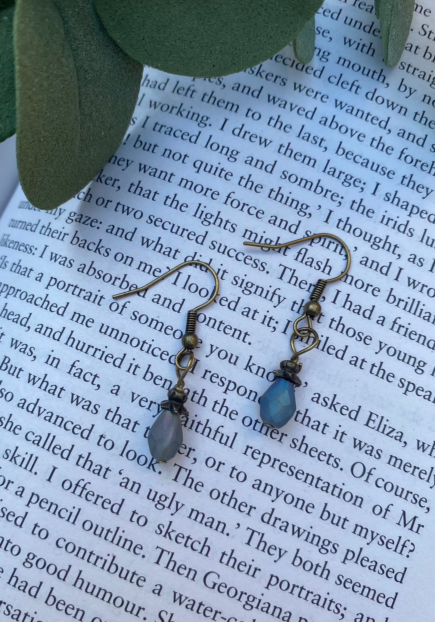 Bronze Grey/Blue Stone Earrings